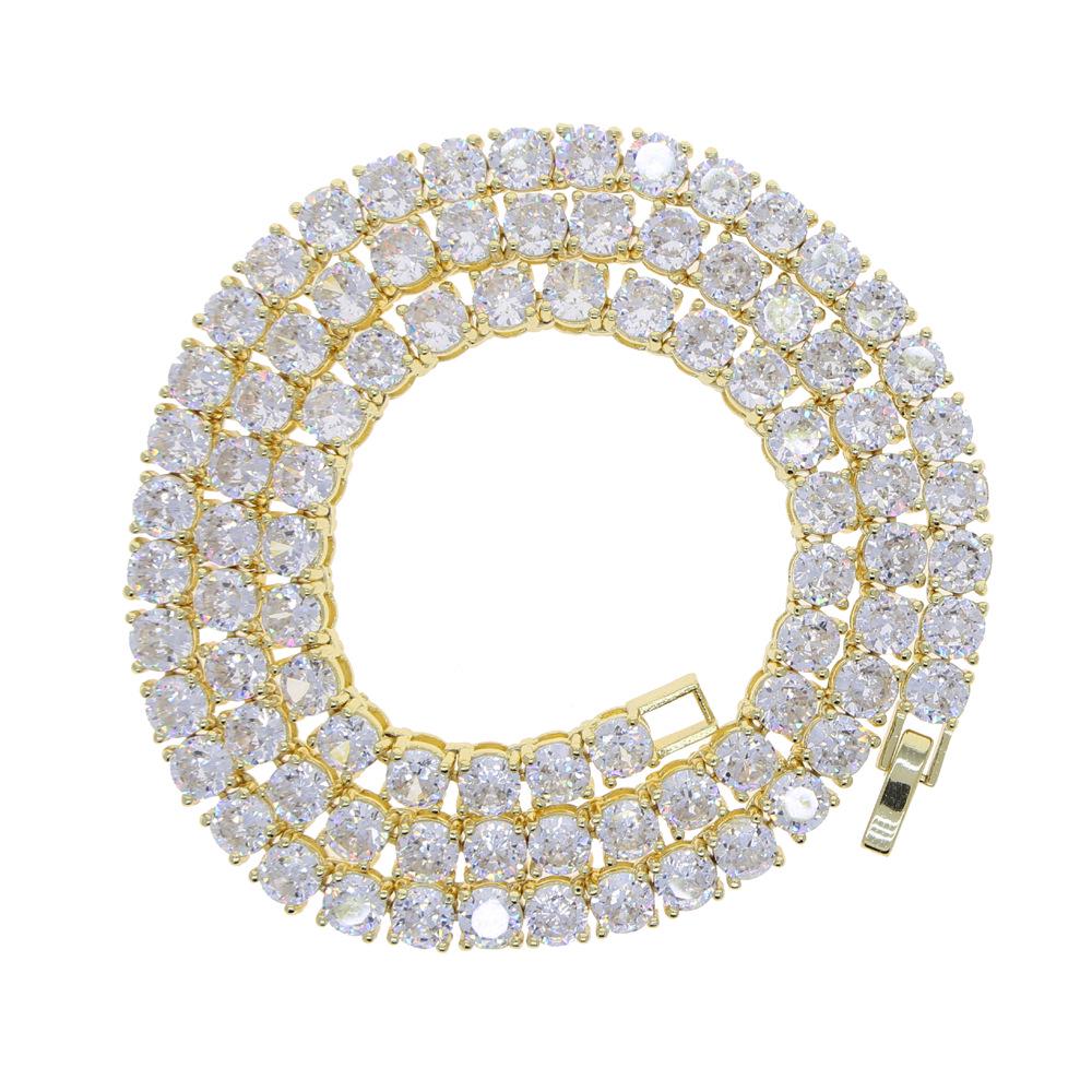 European 5mm Diamond Tennis Necklace: Single Row Hip Hop Streetwear Accessory for Men & Women