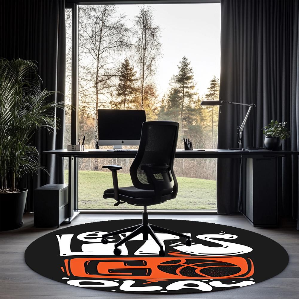 Basketball Printed Round Rug Carpet Chair Rug Area Rug Entryway Doormats,for Office Chair Living Room Bedroom Kitchen Room.