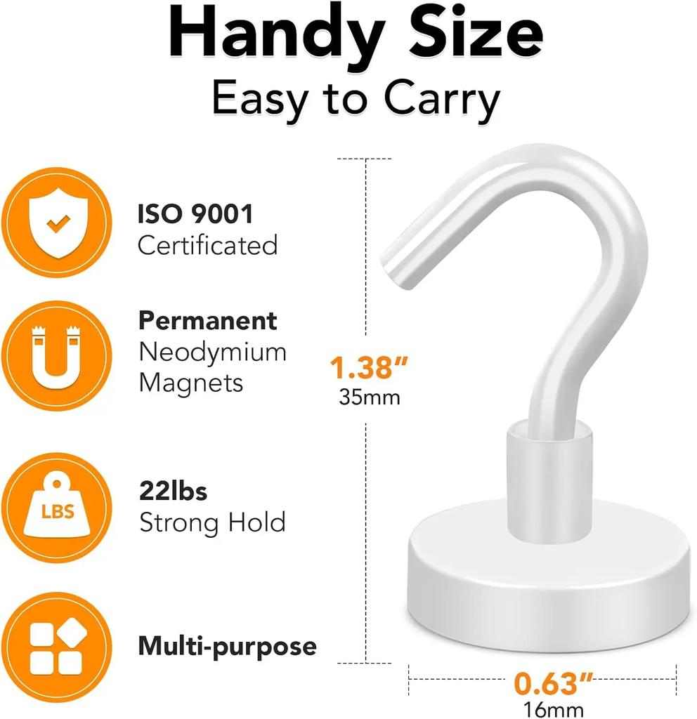 ZEXEF Versatile Magnetic Storage Hooks Strong Magnet Hooks Sturdy Hanging Solutions for Kitchen Bathroom Key Storage Hooks