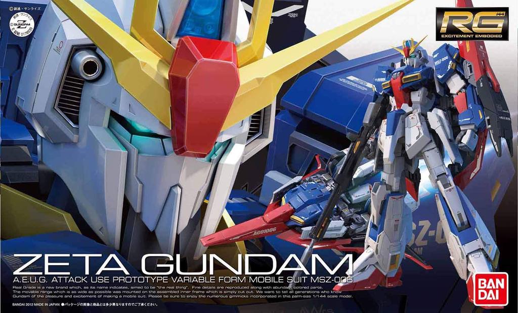BANDAI SPIRITS RG Mobile Suit Zeta Gundam MSZ-006 Zeta Gundam 1/144 Scale Pre-Colored Plastic Model