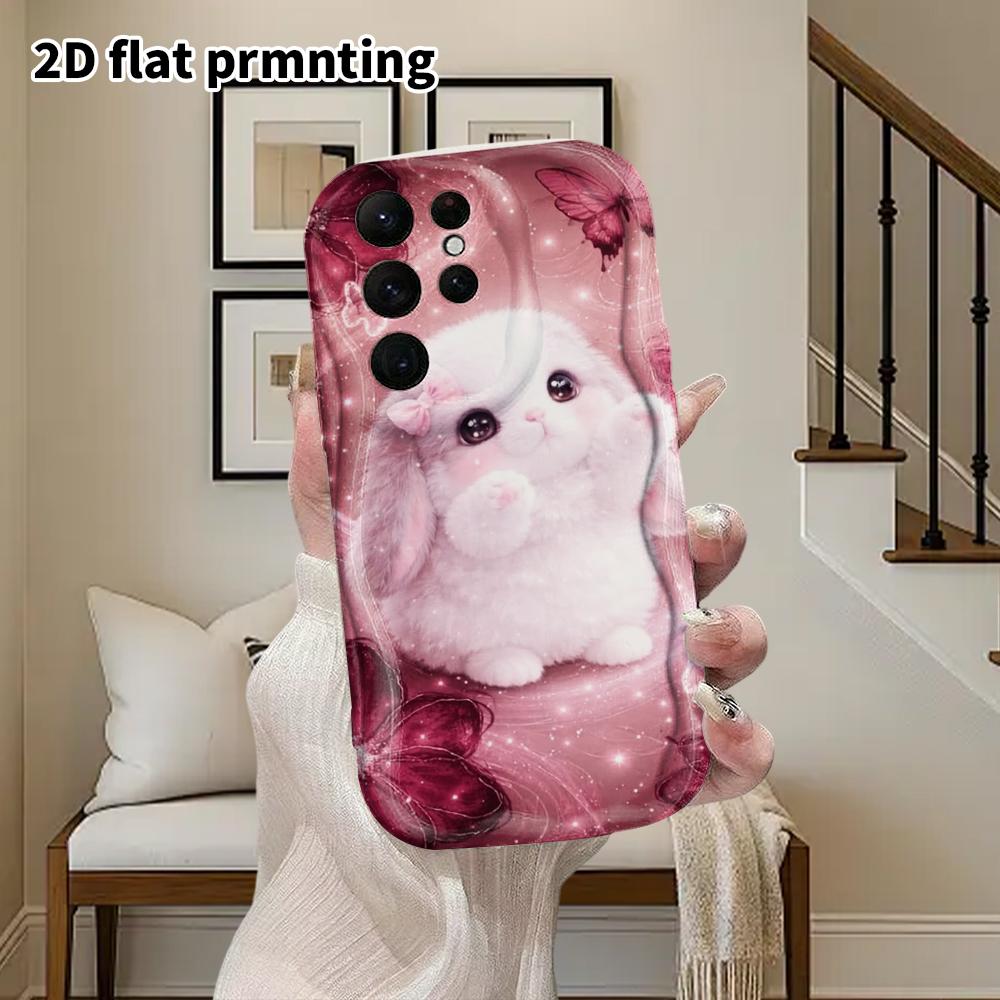 Phone Case: 2D Flat Samsung Galaxy A34 A35 M05 M06 S20 S22 S21 FE Plus 5G Protective Case, Couple Style, Lop-Eared Bunny, Christmas and Halloween Gift
