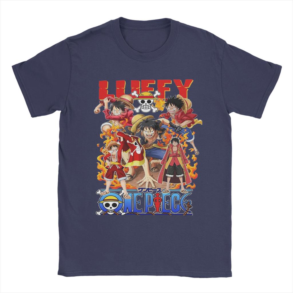 Ones Pieces Luffy TShirts for Men Funny 100 Cotton Tees Round Collar Short Sleeve T Shirt Party Clothing