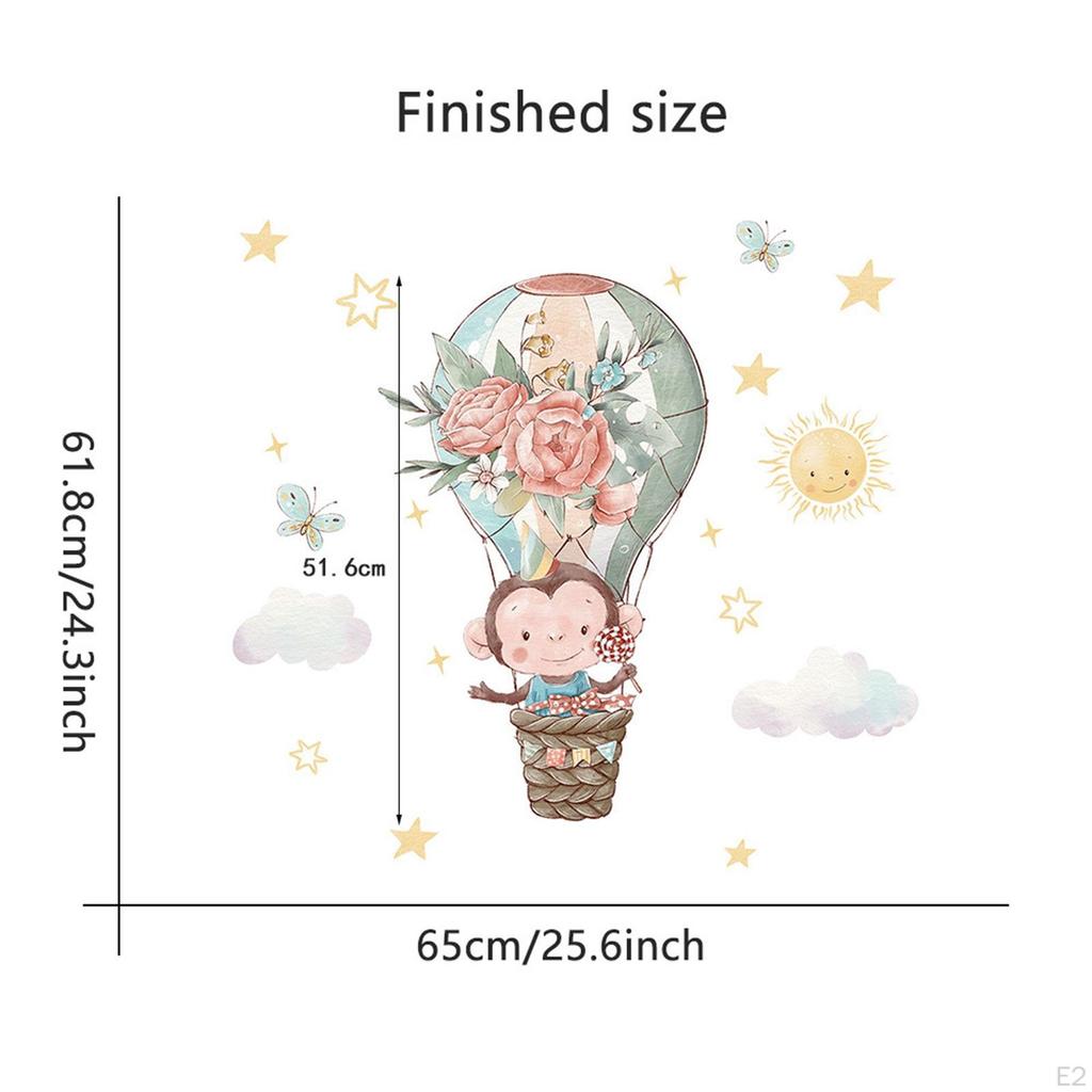 Cartoon Animal Wall Decal Air Balloon Sticker Flower Lovely Art PVC for
