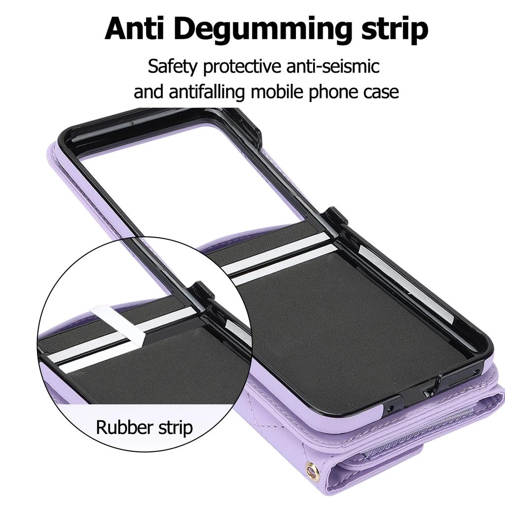 Leather Wallet Crossbody Phone Case for Samsung Galaxy Z Flip 7 fe 6 5 4 3 Flip7 RFID Blocking Card Holder Lanyard Purse Cover