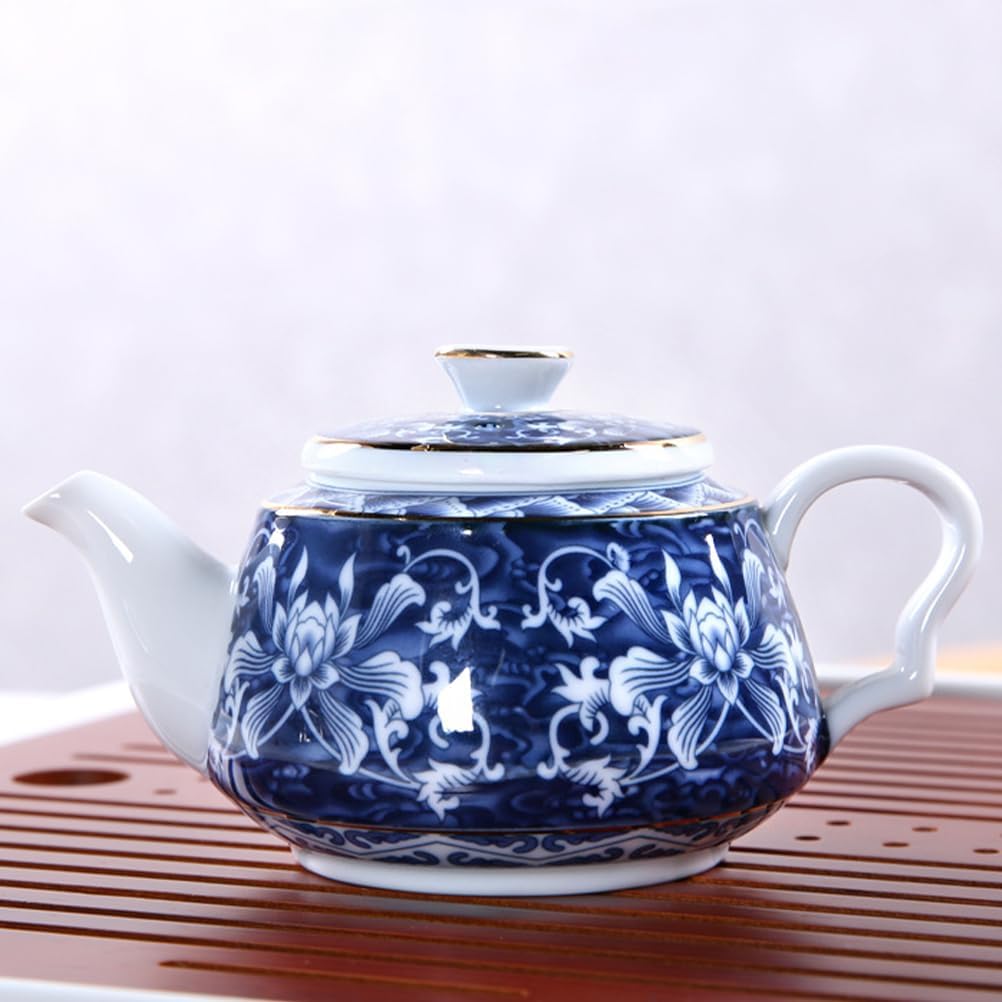 Ceramic Tea Pot Blue and White Porcelain Teapot Chinese Tea Kettle Water Kettle Decorative Floral Teapot Tea Jug Coffee Pot for Stove Water Coffee