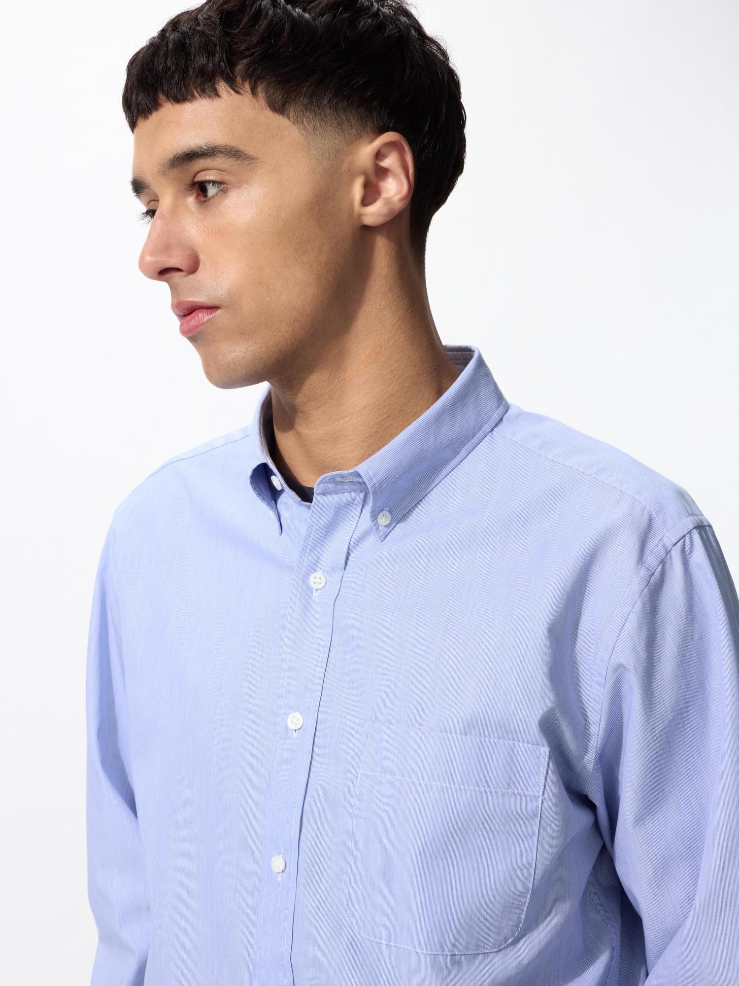 

Рубашка из поплина Uniqlo с длинным рукавом в полоску 65 BLUE/UNISEX XL