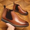 Autumn British Chelsea Boots Men's Retro Leather Short Boots Business Formal Pointed Office Oxford Shoes