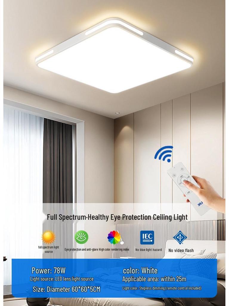 Ultra-Thin LED Ceiling Light 2025 - Full Spectrum Eye Protection, Super Bright Minimalist Design for Master Bedroom