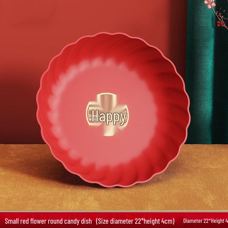 ZISIZ Light Luxury Red Wedding Fruit Plate Set