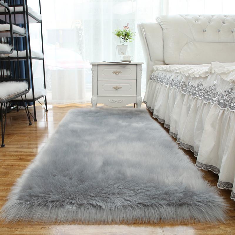 Imitation Wool Long Pile Floor Mat Carpet for Bedroom & Living Room