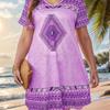 2024 Ethnic Style Women's V-Neck Loose Casual Printed Short-Sleeve Dress
