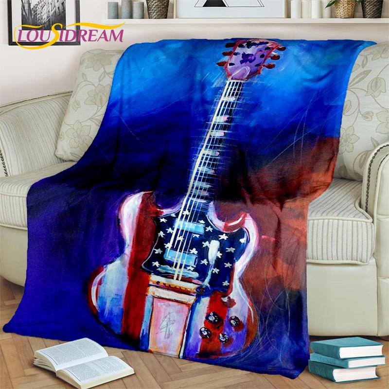 Electric Guitar Bass Classical Guitar Blanket,Throw Blanket for Home Bedroom Bed Sofa Picnic Office Hiking Leisure Nap Cover Kid