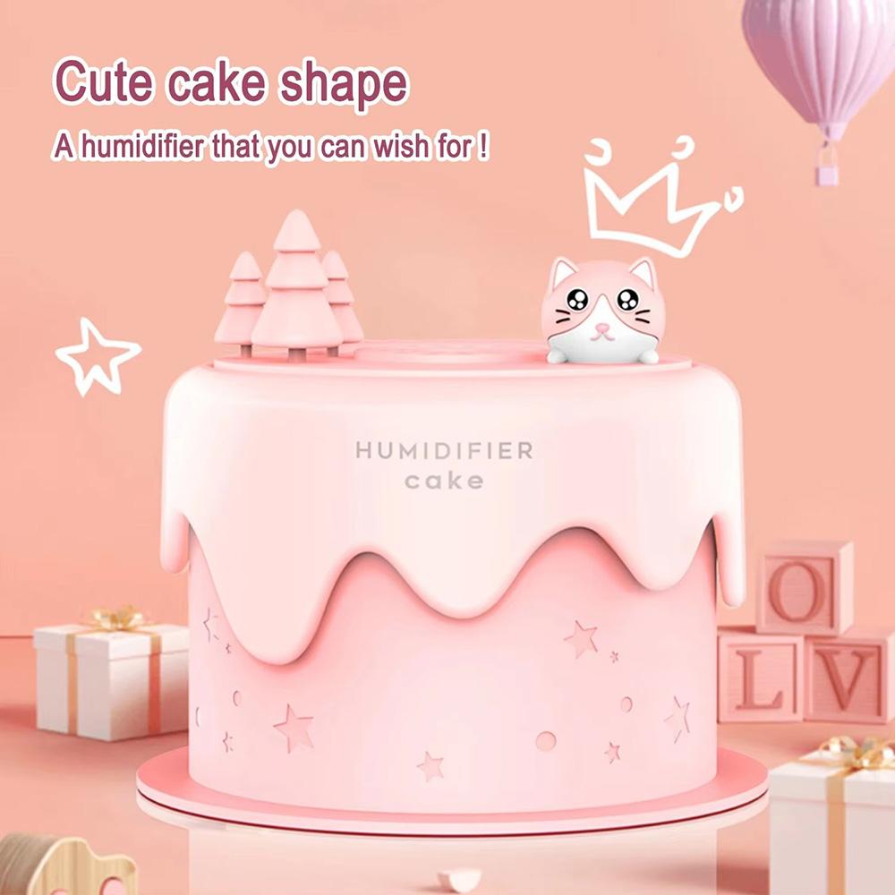 Cute Mini Small Cake Humidifier USB Night Light Desktop Household Use Cartoon Spray Humidifier Gift