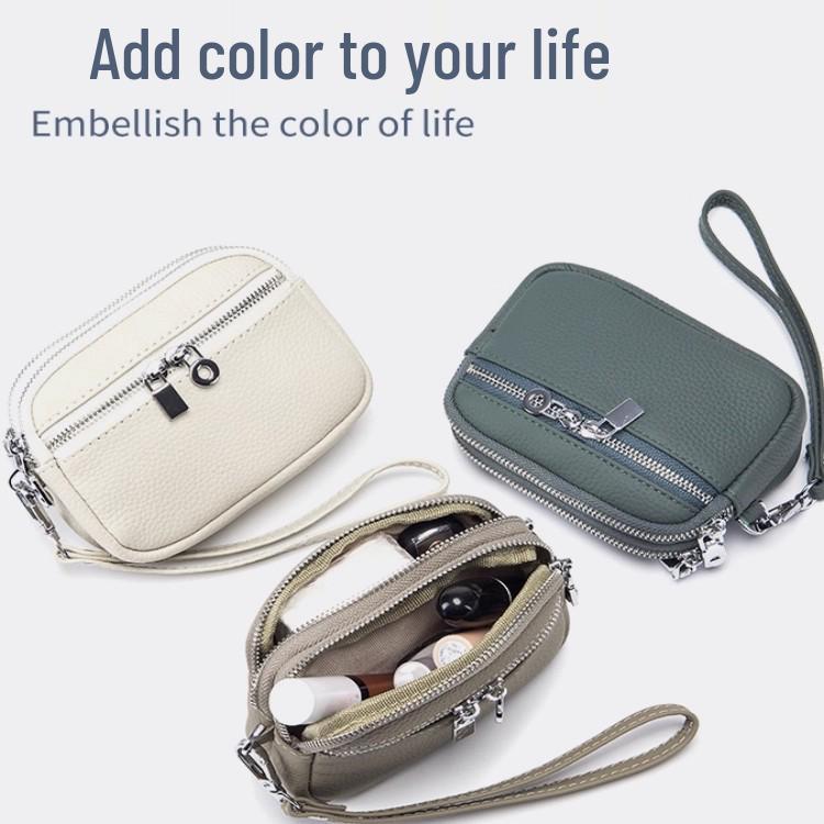 Women's Multifunctional PU Leather Double Zipper Small Wallet and Coin Purse