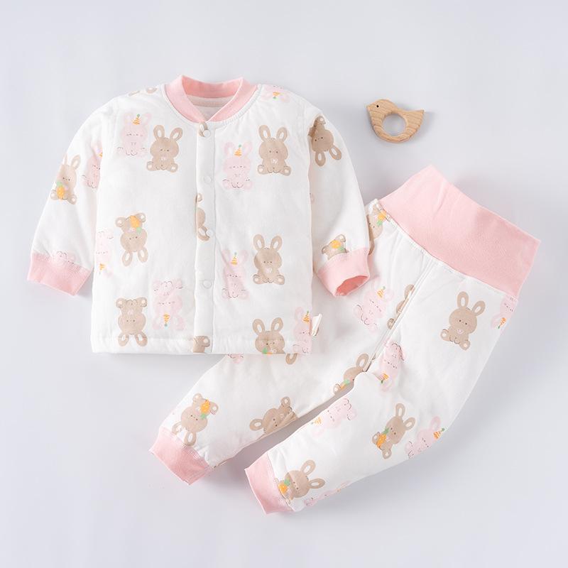 Infant and Toddler Set with Three-layer Cotton Jacket for Male and Female Babies To Keep Warm Cotton Underwear Set