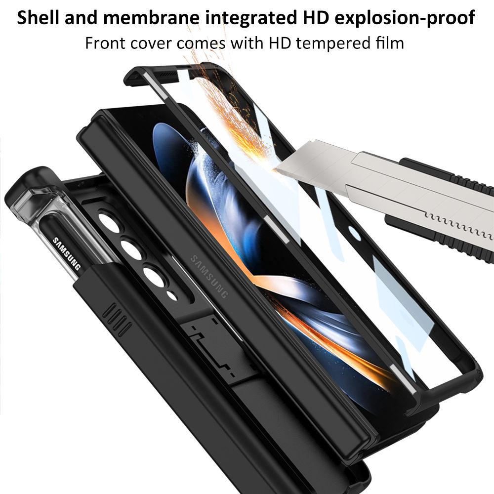 Pouzdro na pero Magnetic Folding Armor Slide pro Samsung Galaxy Z Fold 4 5g s nastavitelným držákem Plný ochranný kryt proti pádu