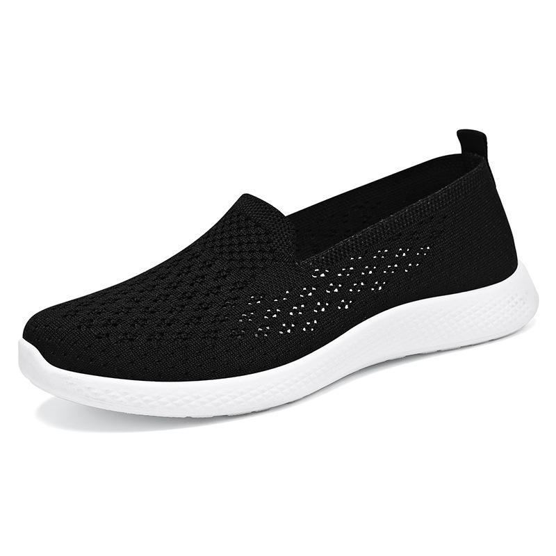 Schuhe Damen Sommer neu flacher Mund fliegende gewebte Ballerinas Mutterschuhe Damenschuhe Freizeitschuhe alte Pekinger Stoffschuhe Damen