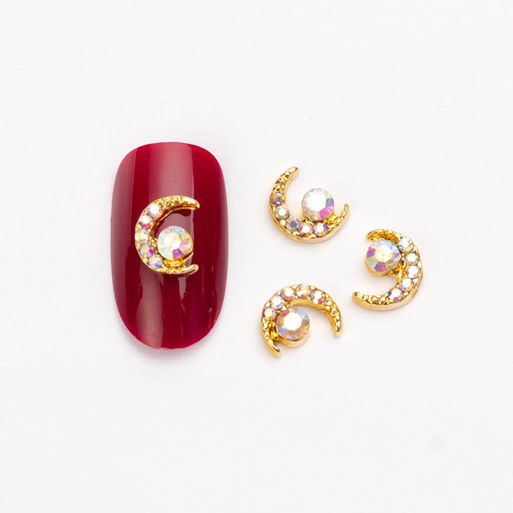 Buy Shiny Nail Art Charm Rhinestone Nail Art Jewelry Gold Silver Moon