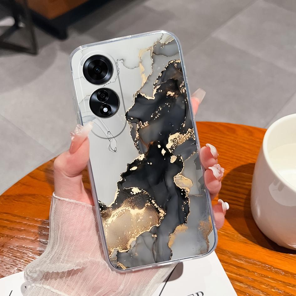 

Для OPPO Realme C63 C61 A60 A59 Reno12 Pro 5G Чехол Модный Мраморный Фруктовый Узор Высококачественный Силиконовый ТПУ Мягкий Защитный Экран Прозрачный Корпус Капа Realme C61