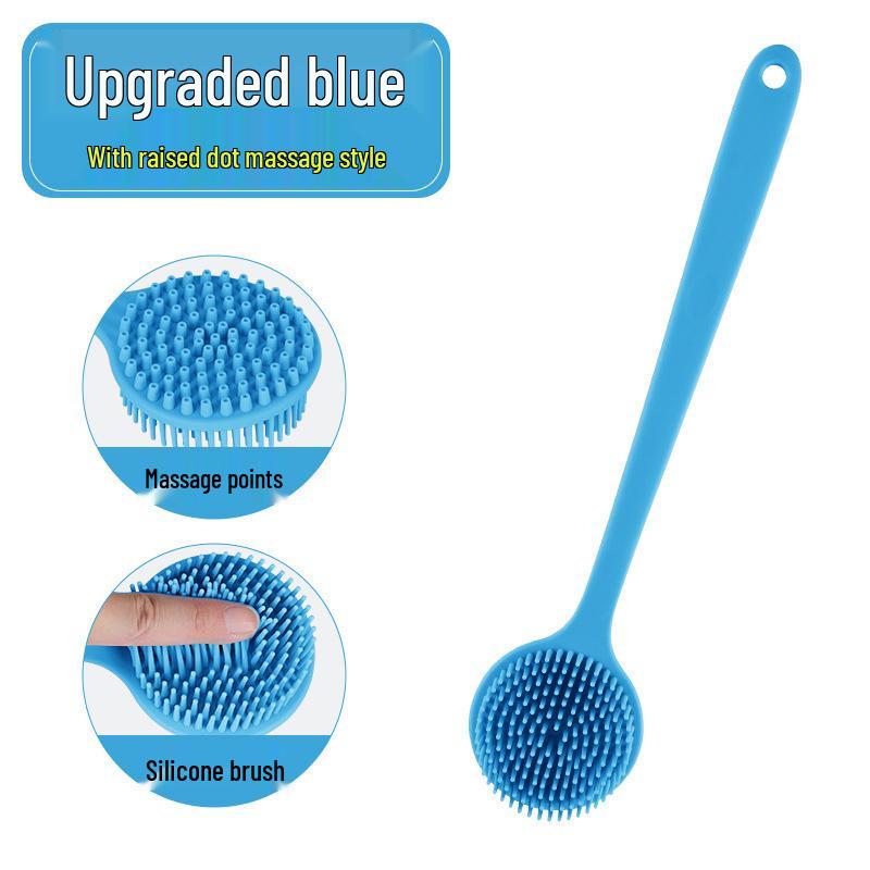 Silicone Dual-Sided Exfoliating & Massage Bath Brush with Long Handle for Easy Back Scrubbing