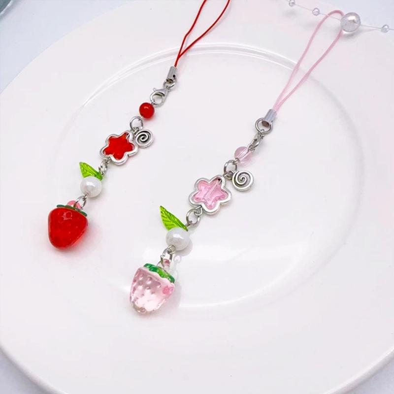 Lovely Strawberry Keychain Strawberry Phone Pendant Unique Bag Charm Sweet Phone Chain Perfect Gift for Fashion Lover