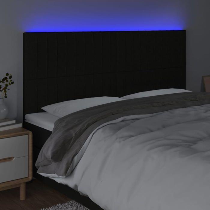 VidaXL Tête de Lit à LED Meuble de Chambre à Coucher Accessoire de Lit Double Tête de Cadre de Lit Intérieur Noir 3122686