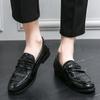 Men’s Penny Loafer Black Leahter Dress Formal Business Shoes Tuxedo Wedding Shoes Over Sized