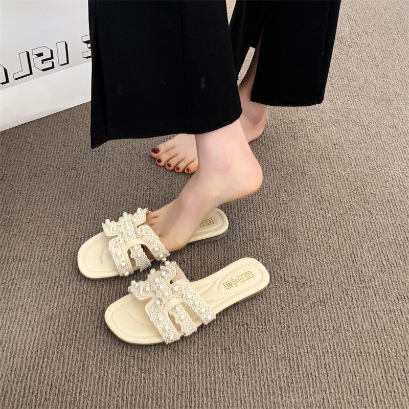 

With skirt French fashion women s sandals platform 2025 new versatile high-end slippers women s summer sandals 35 бежевый