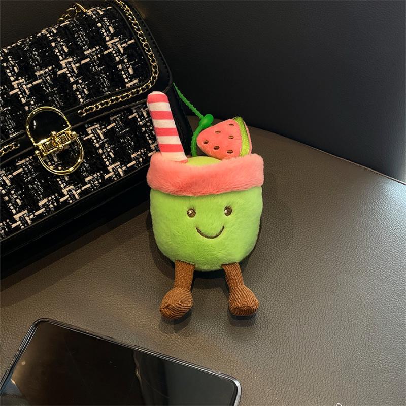 

Kawaii Summer Orange Lemon Watermelon Soda Keychain Backpack Hangings Pendant Decoration Cartoon Plush Stuffed Doll Toy Gift