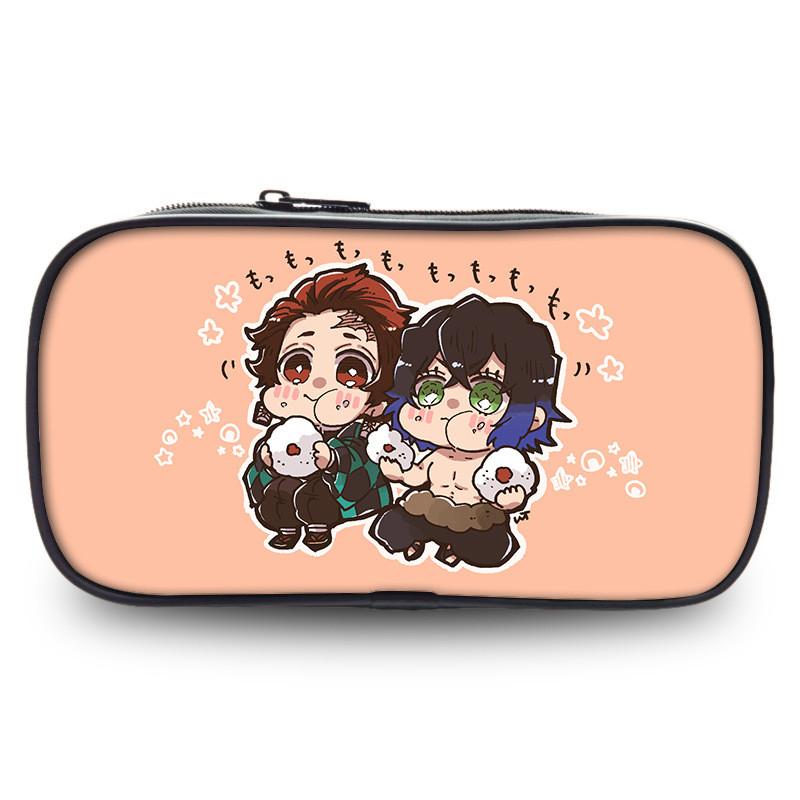 Cute Demon Slayer Pen Pouch Large Capacity Oxford Fabric Versatile Pencil Bag