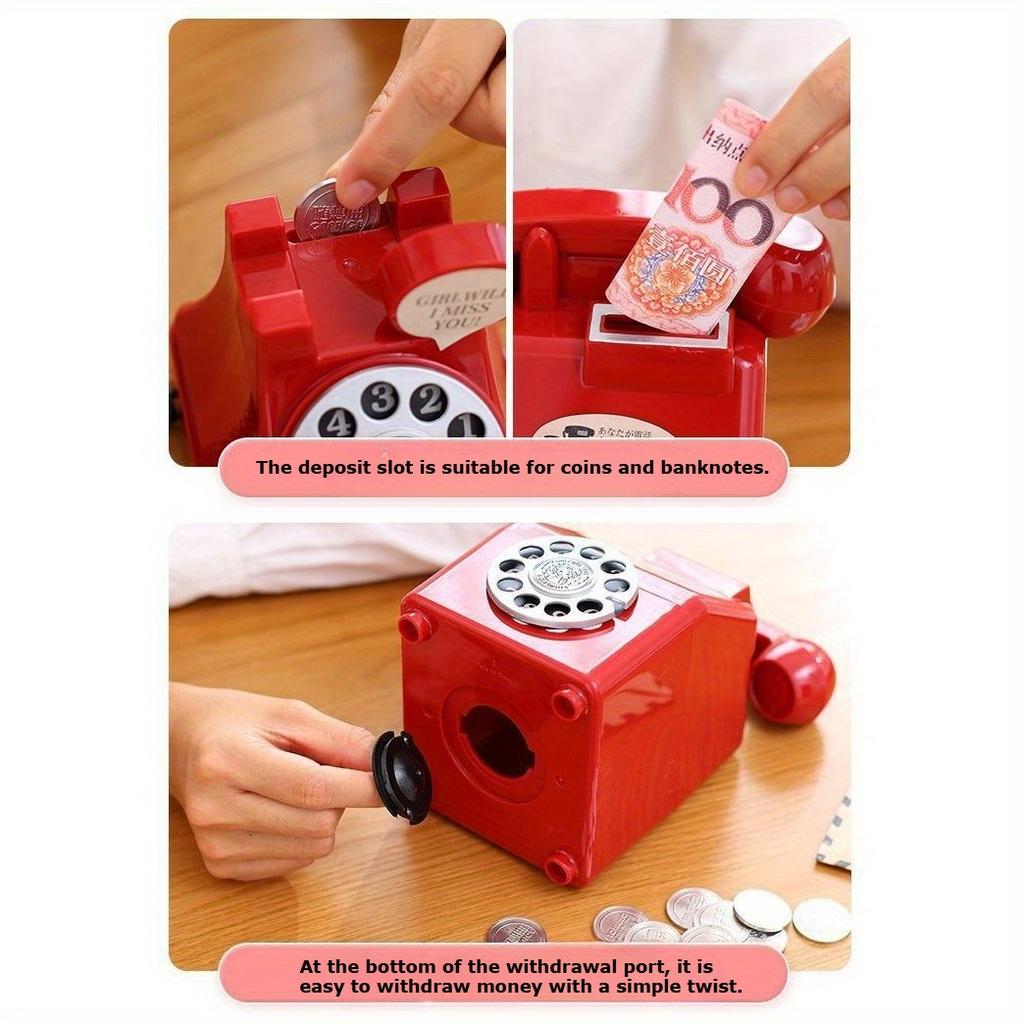 Large Capacity Retro Telephone Penny Bank | Creative Retro Plastic Production, Desktop Decoration Gift | Suitable for Festivals and Birthday Gifts