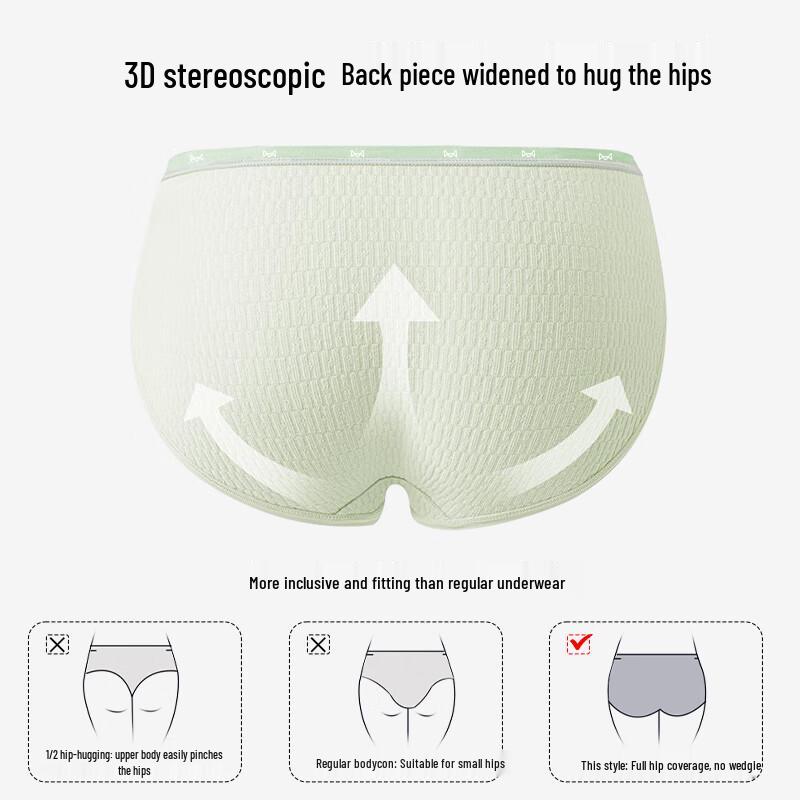 MaoRen Women's Pure Cotton Mid-Waist Hip-Hugger Panties 4-Pack