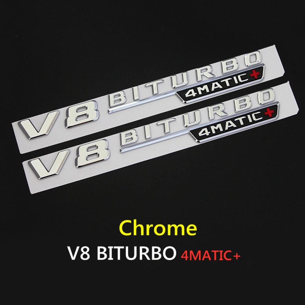 2Pcs Best V8 BITURBO 4MATIC AMG Car Fender Emblem Sticker For Mercedes Benz AMG W117 W205 C63 E63 W212 W176 A45 GLA45