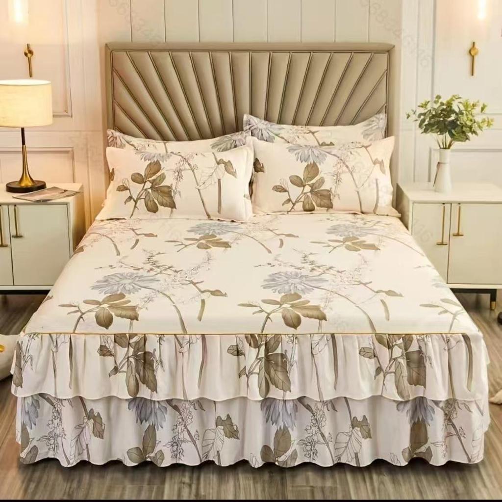 Chambre ménage monobloc ponçage jupe de lit couleur unie doux pour la peau couvre-lit couvre-lit chambre étudiant dortoir draps