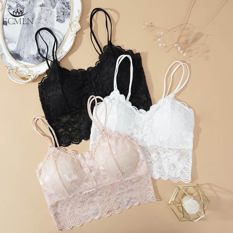 Sexy Lace Sleeveless Vest Bra Crochet Halter Lace Tank Tops Strappy Bralette Bra Cami Crop Top for Women