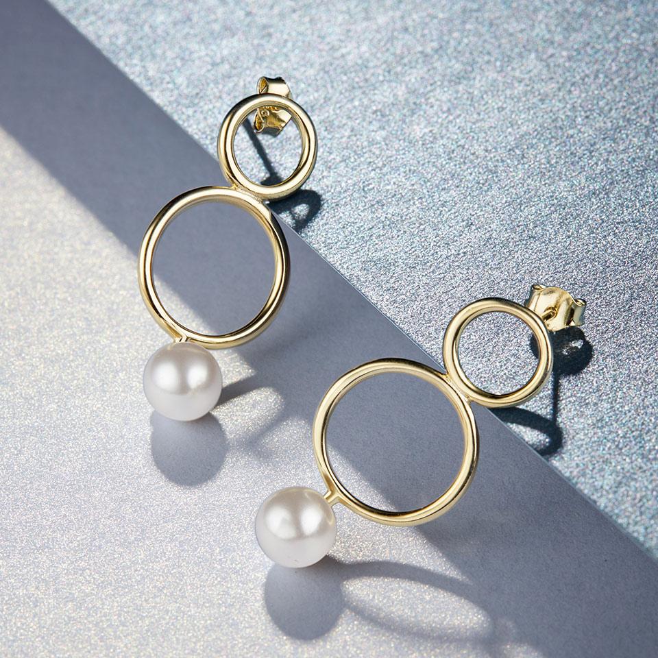 

Уникальные серьги-подвески из позолоченного серебра 925 пробы с двойным кругом для женщин золотой