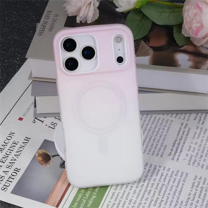 Luxury 2 in 1 Gradient Jelly Magnetic Case For iPhone 17 Air 16 15 14 13 12 11 Pro Max Plus For Magsafe Wireless Charging Matte Cover