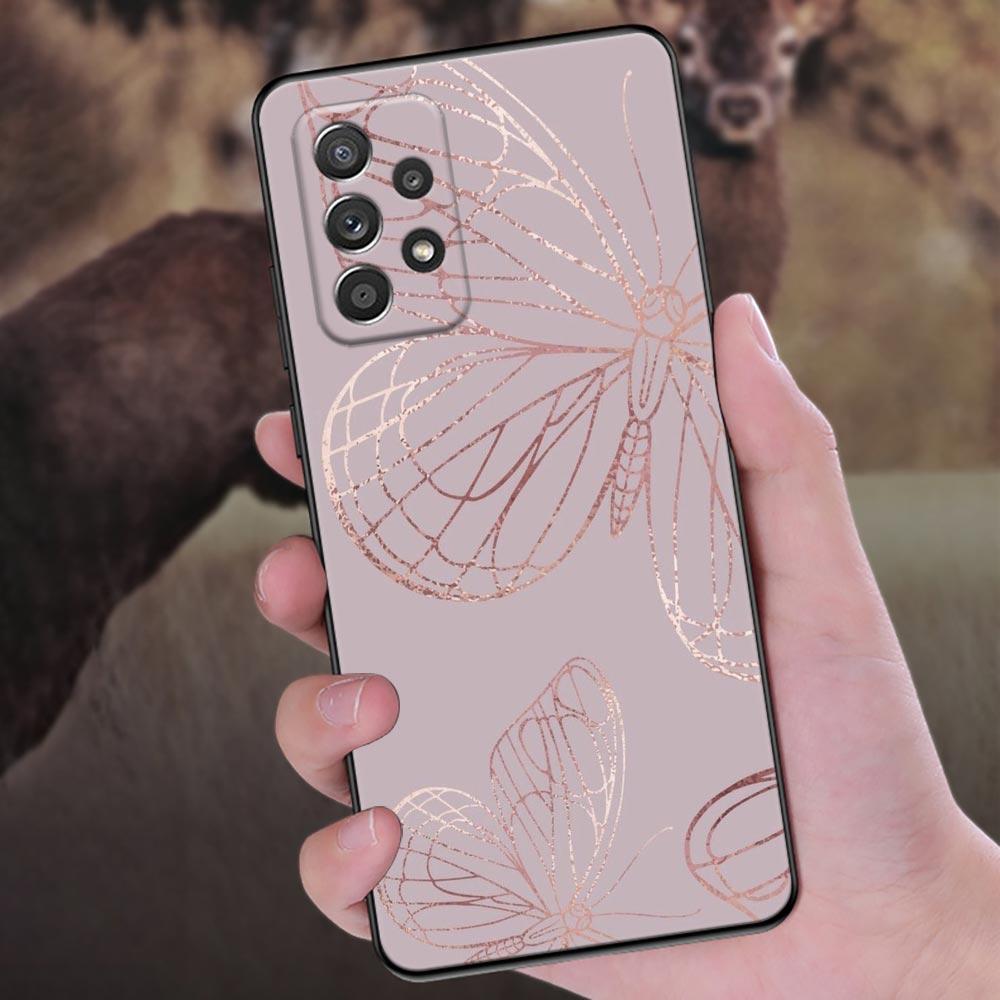 Pink Glitter Hearts Love Grass Leaf Phone Case For Samsung Galaxy A57 A56 A37 A55 A36 A26 A54 A52 A35 A34 A17 A16 A15 A07 Cover