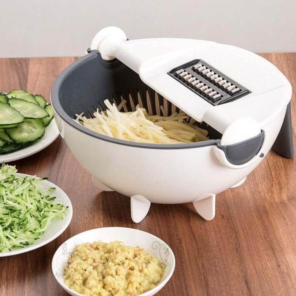 

5 Types Blades Rotate Vegetable Slicer Manual Vegetable Drain Basket Vegetable Chopper Fruit