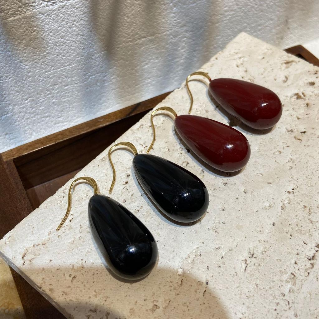 Metal Color Oil Drop Water Drop Earrings Women'S Simple High-End Light Luxury Earrings, Niche Temperament Girl Earrings