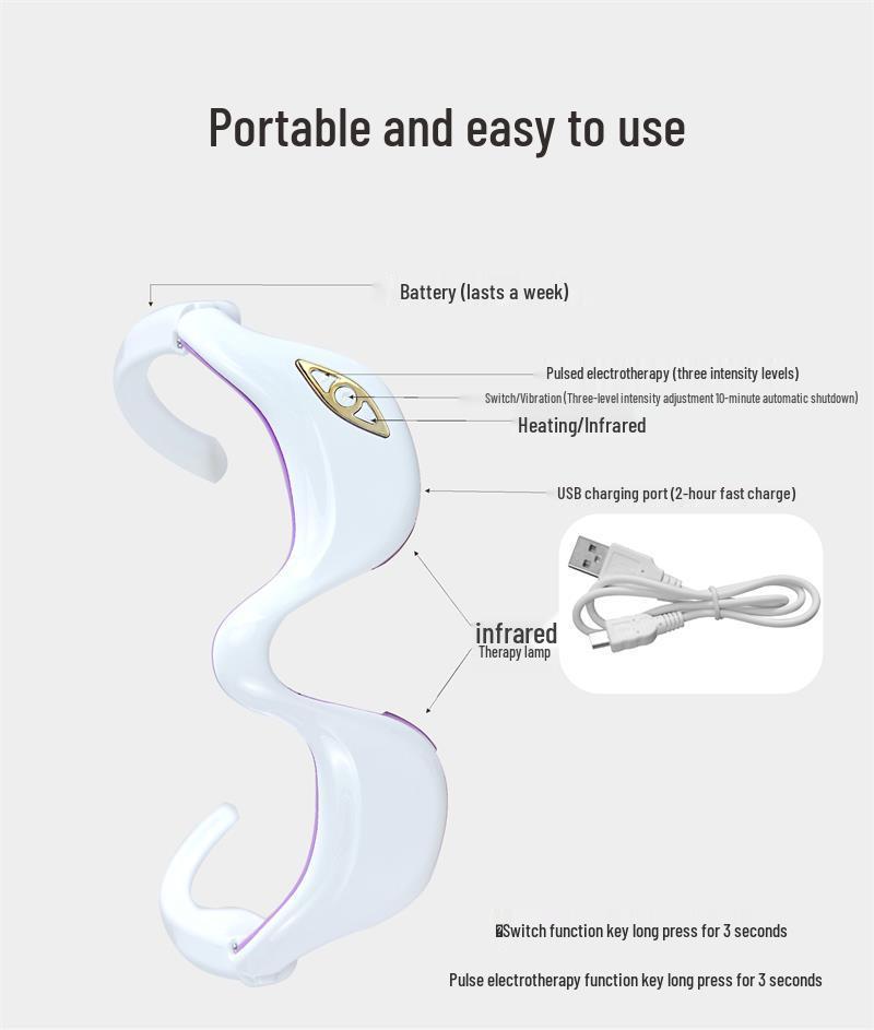 Smart Eye Massager: Dark Circle & Eye Bag Relaxation Device with Vibration and Heat Therapy