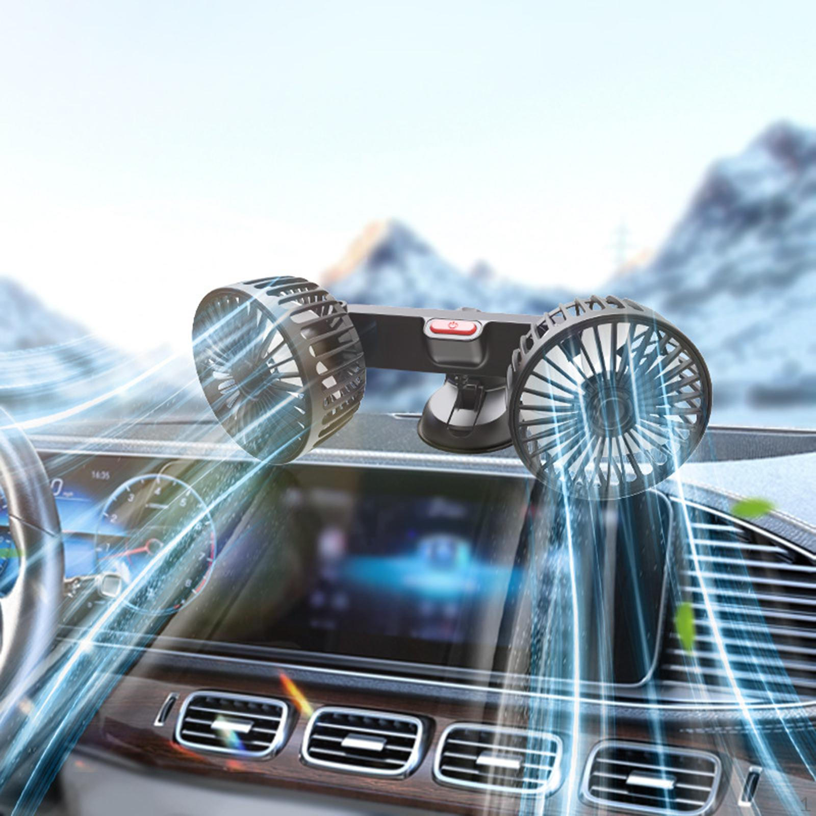 

Car Cooling Fan, Auto Cooler Air ABS ,Low Noise ,Suction Cup Base Strong Wind, Universal, Portable