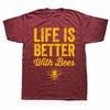 Life Is Better with Bees Funny Beekeeper T Shirts Cotton Streetwear Short Sleeve Birthday Gifts Casual Loose Oversized T Shirt