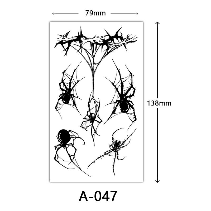 Halloween Tattoo Sticker, Skull Reaper Sickle, Black Bat Tombstone Pumpkin Tattoo