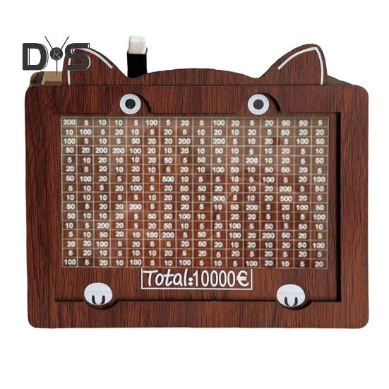 

Копилка деревянная с кошачьими ушками и счетчиком 1000//5000/10000 евро Копилка для монет Контейнер для денег для детей и взрослых Чехол для сбережений C