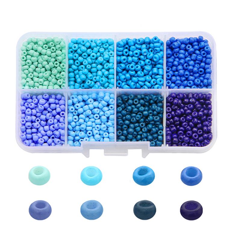 8-Compartment Solid Color Glass Seed Beads Set for DIY Bracelets & Necklaces