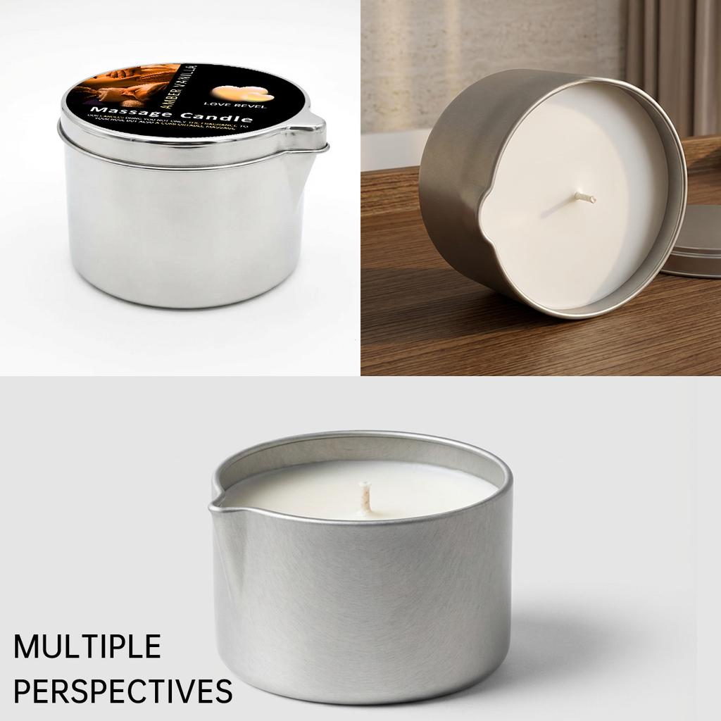 Massage Oil Candle Amber Vanilla 2oz Aromatherapy Candle with Soy Wax Moisturizing Christmas Home Decoration Candle Holders Gift