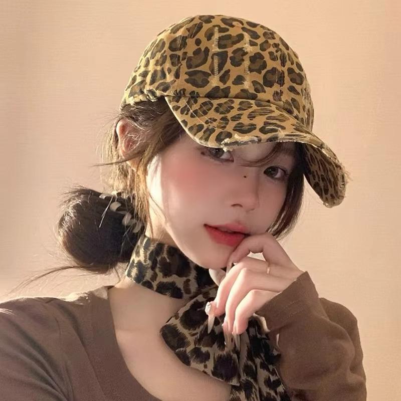 Punk Leopard Street Baseball Cap For Women Vintage Hip Hop Holes Snapback Duckbill Hats Kpop Girl Cotton Dad Trucker Hats Visors