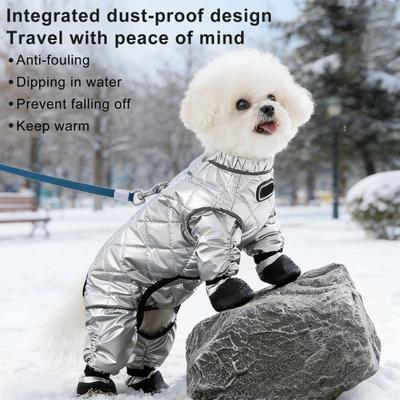 Dog Snow Suit Full Body Dog Jacket Reflective Quilted Jumpsuit Thermal Dog Snowsuit with Paw Protectors Warm Winter Coat