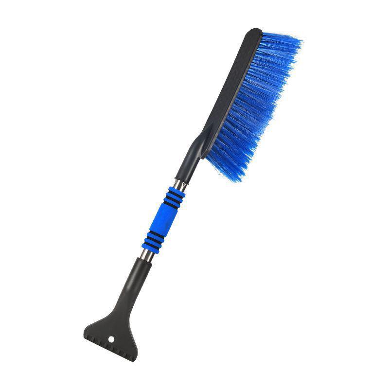 Multi-functional snow removal tool: long-handle snow shovel, scraper, and brush for winter. Efficiently defrosts without damaging car.